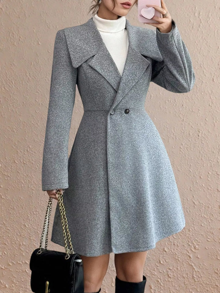 Double-breasted fit-and-flare coat with notch lapel