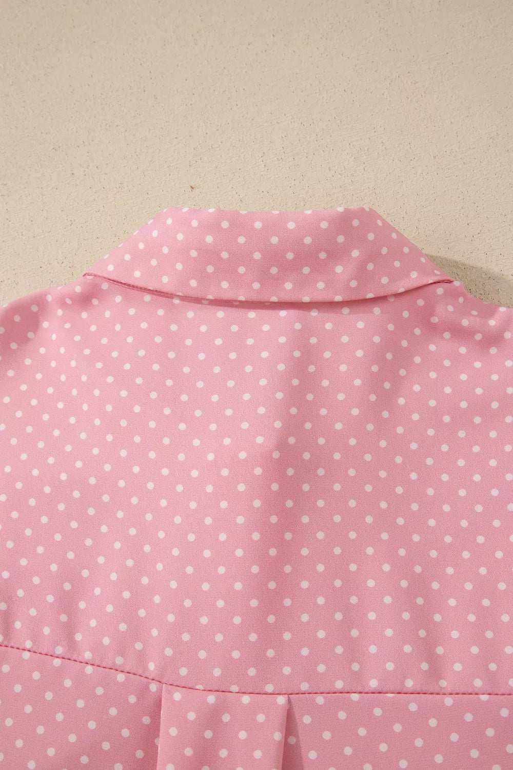 Polka dot short-sleeve button-down collared shirt