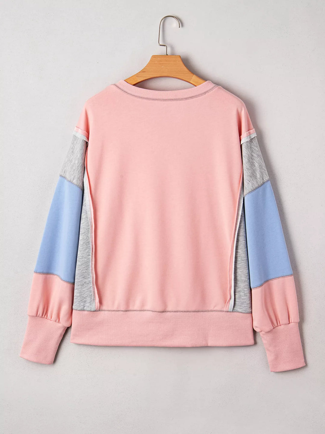Color-block oversized sweatshirt with split notch neck