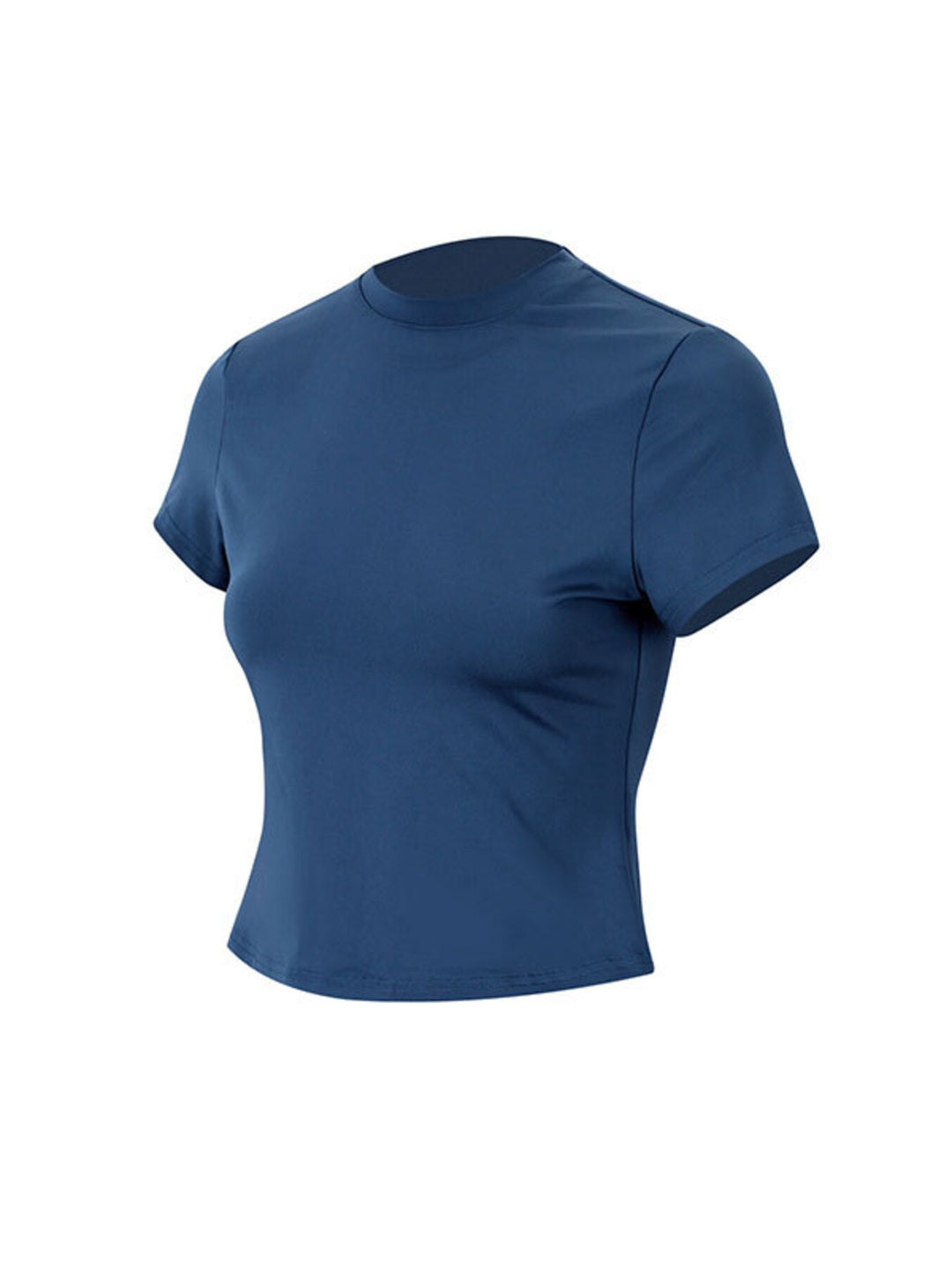 Slim-fit crew neck crop tee with short sleeves
