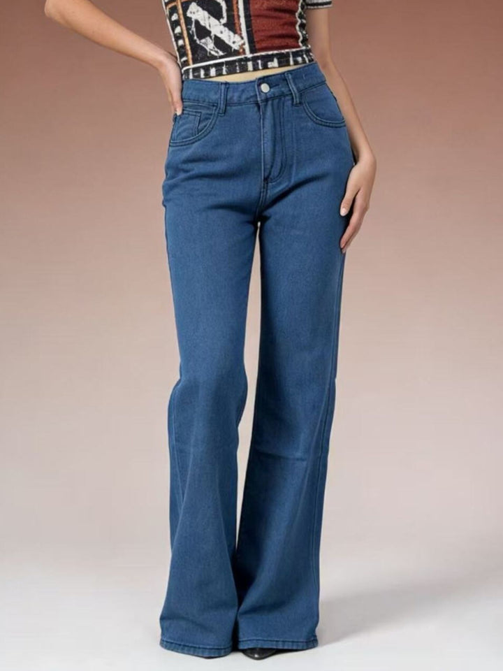 Dark Blue High-rise wide-leg jeans with butterfly back detail