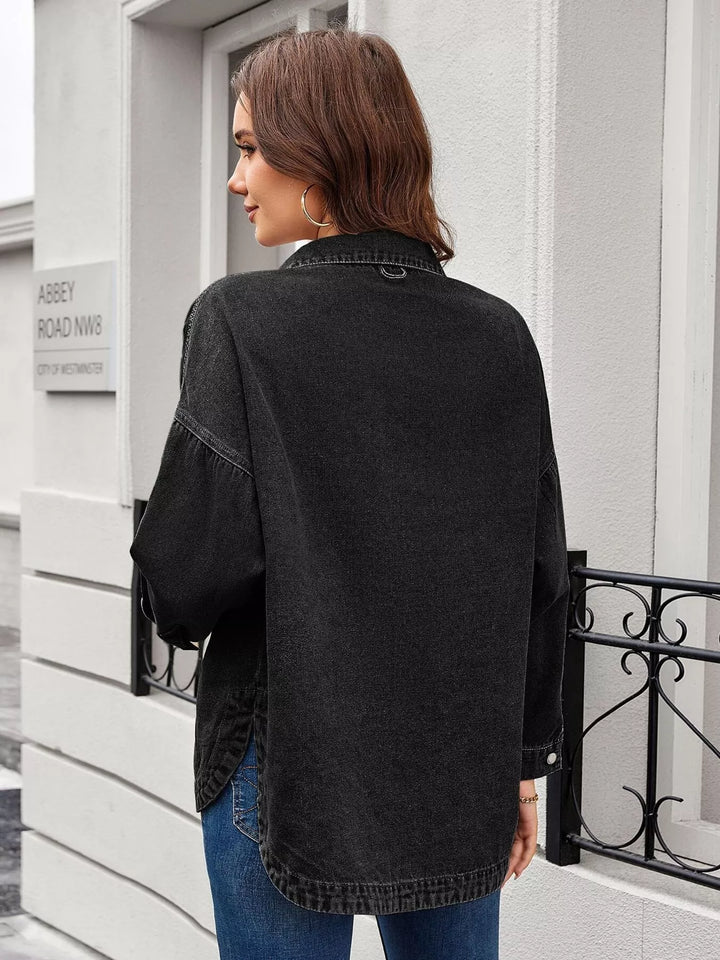 Relaxed button-up denim shirt with chest pockets