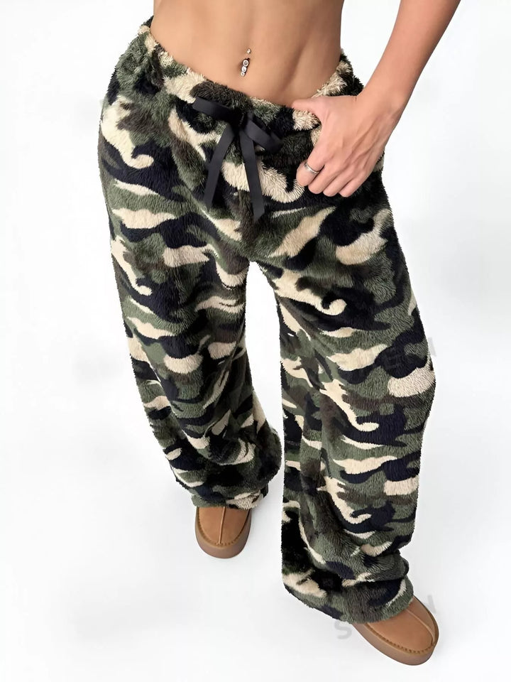 Drawstring wide-leg pull-on lounge pants