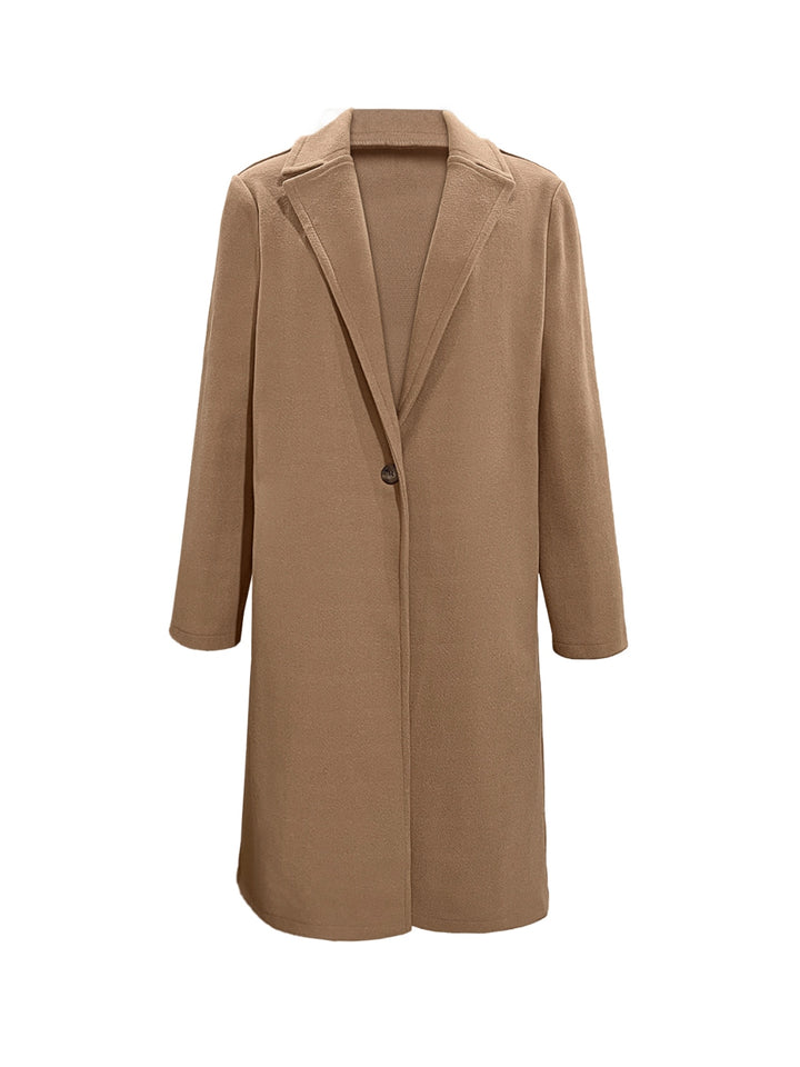 Notch lapel longline single-breasted button coat