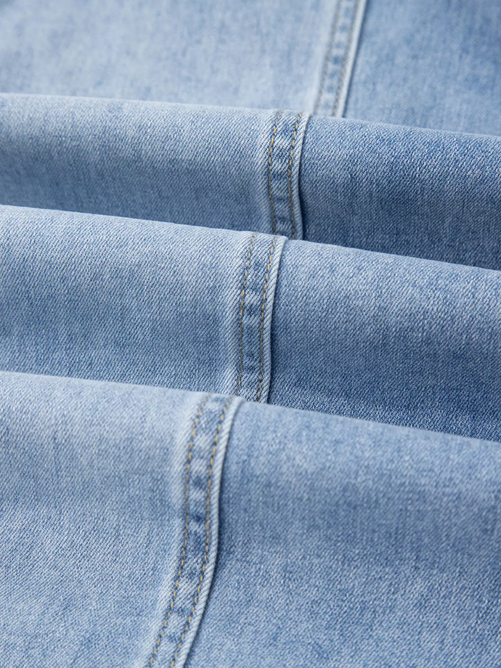 Wide-leg drawstring jeans with raw frayed hem