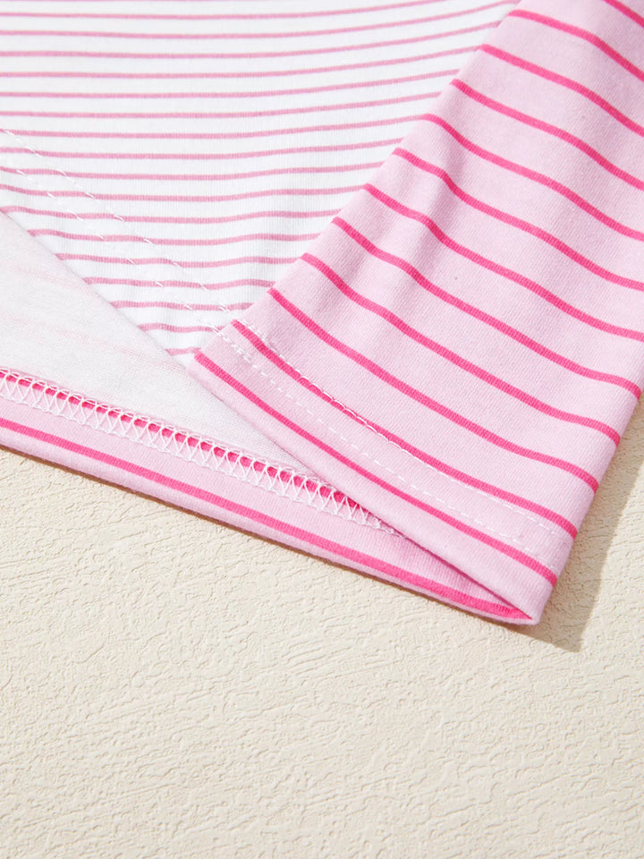Exposed seam striped colorblock long sleeve top