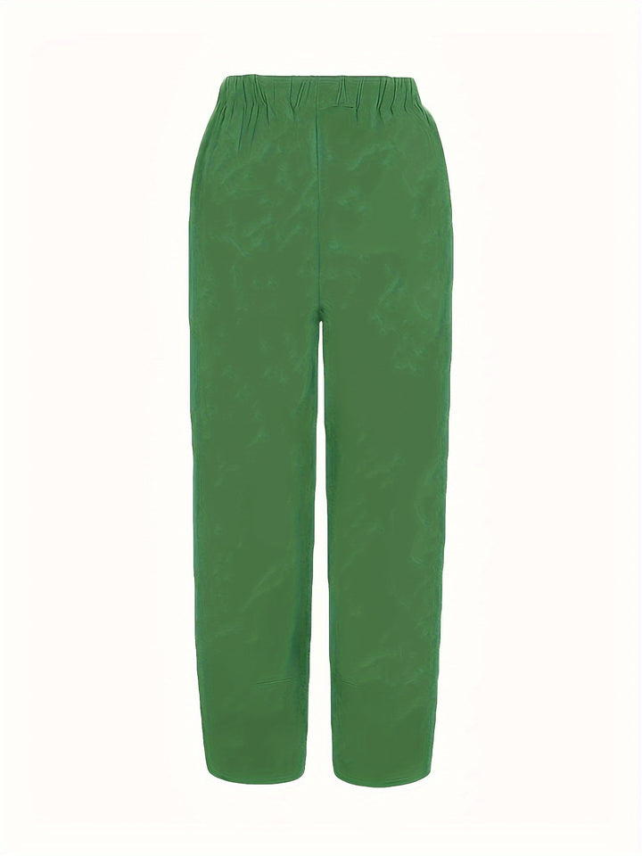 Elastic-waist wide-leg pants with tulip hem and pockets