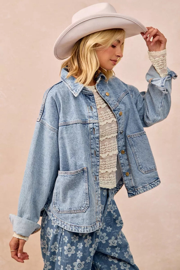 Floral lace long sleeve top with tiered ruffle rows