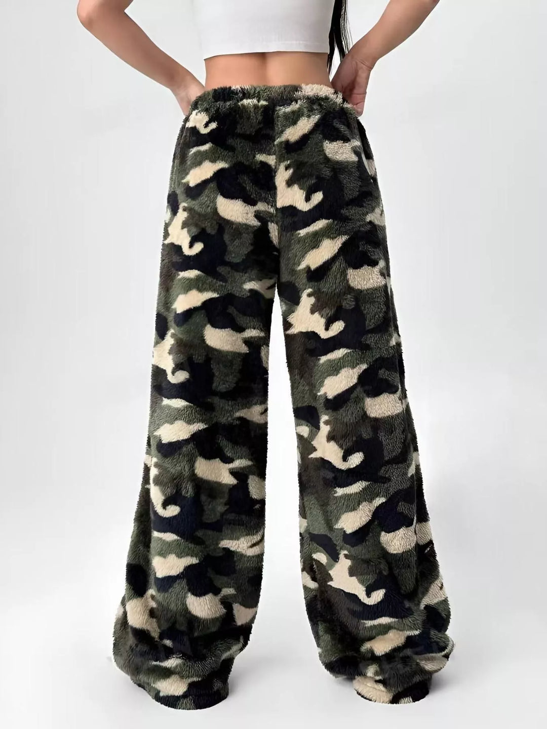 Drawstring wide-leg pull-on lounge pants