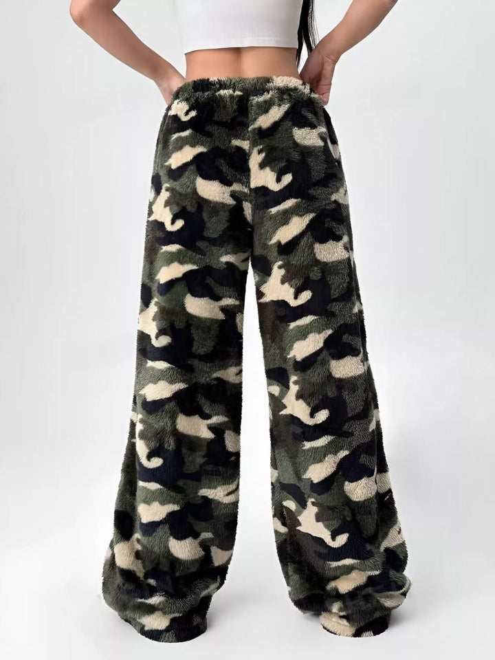 Drawstring wide-leg pull-on lounge pants