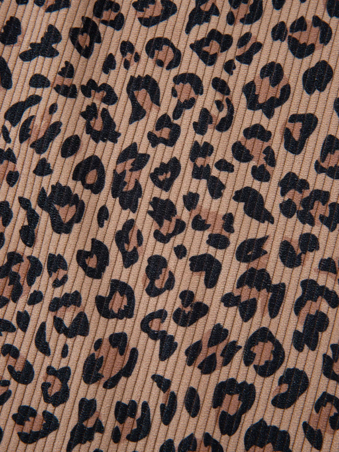 Ribbed leopard print half-zip hoodie with contrast hood