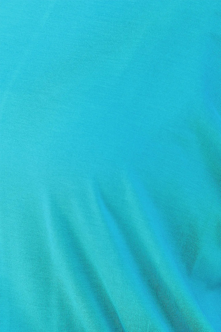 Batwing sleeve top with banded blouson hem