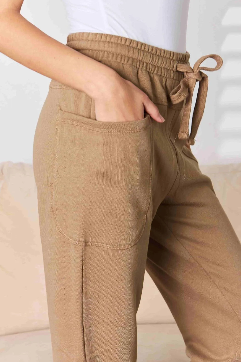 High-rise relaxed jogger pants with drawstring waist