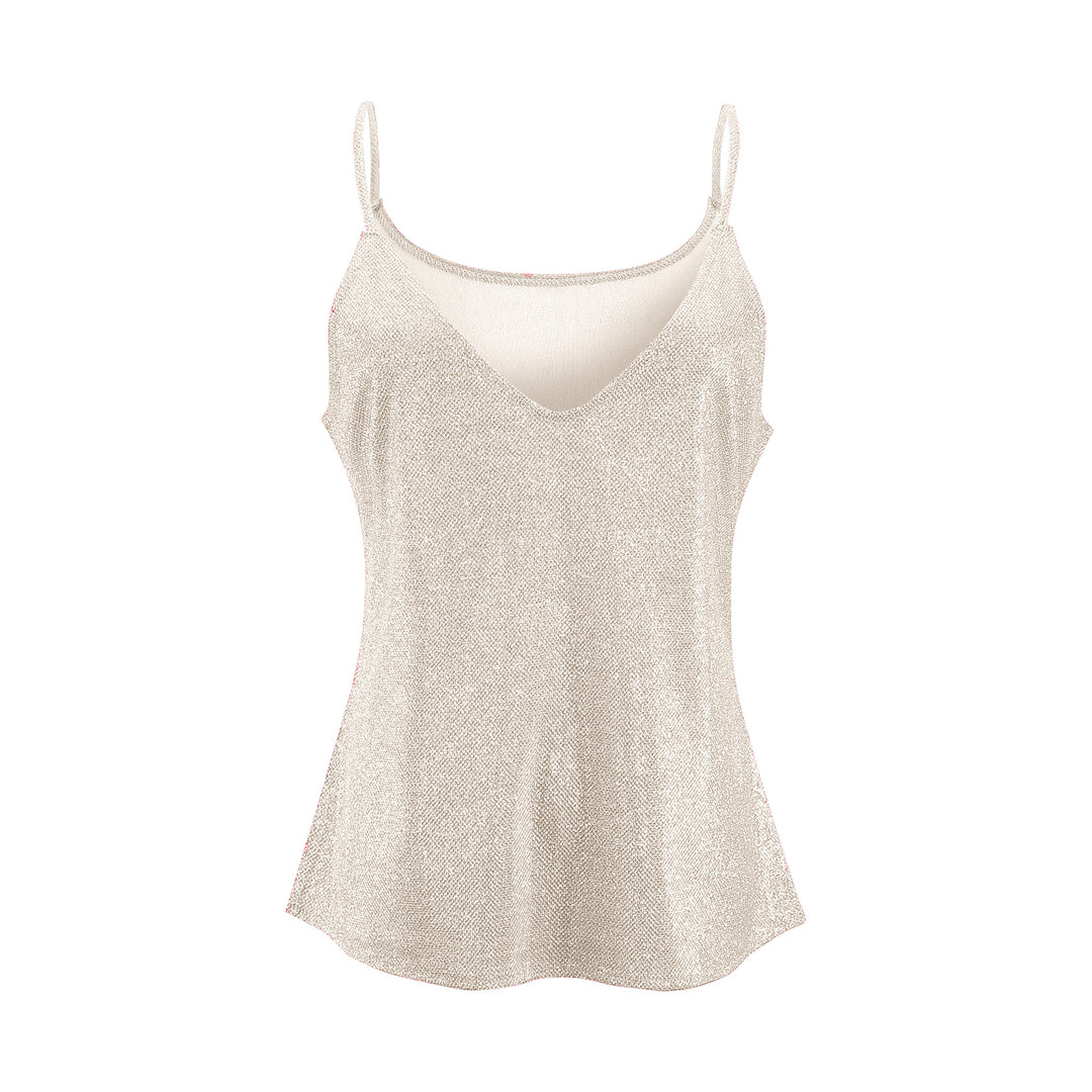 Sequin V-neck cami tank with adjustable straps
