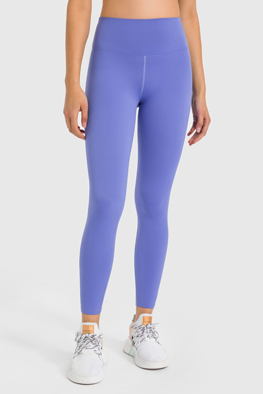 Blue Purple High waist ankle-length yoga leggings with wide waistband