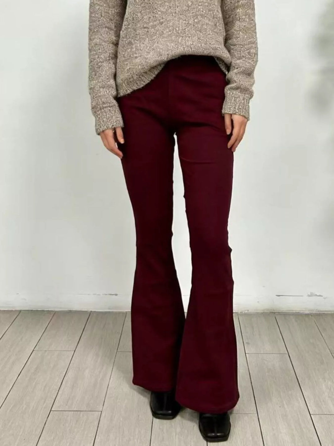 Brown High-rise flare jeans with faded whiskering