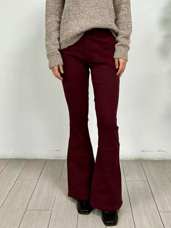 Brown High-rise flare jeans with faded whiskering