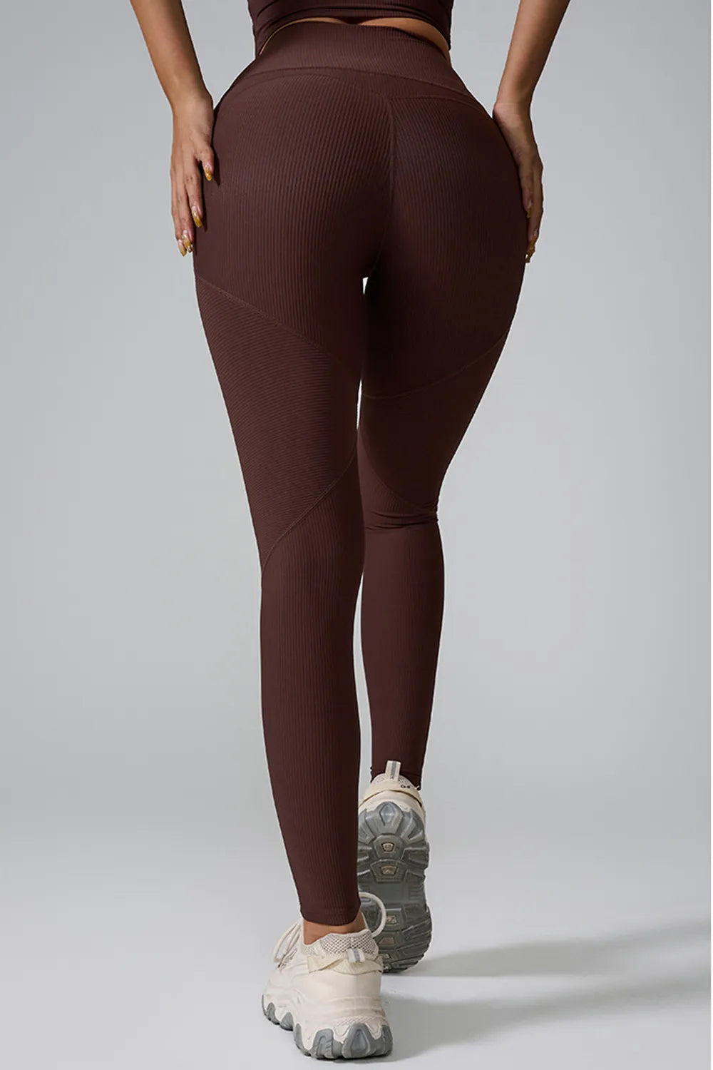 Ribbed high-waist crossover seamless leggings
