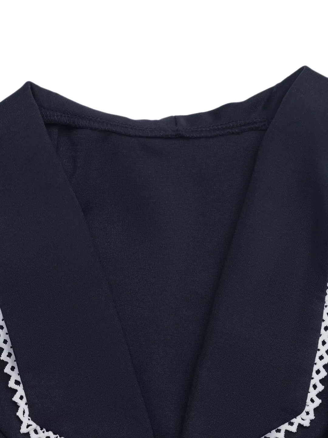 Lace-trim lapel tie-front sleeveless vest top