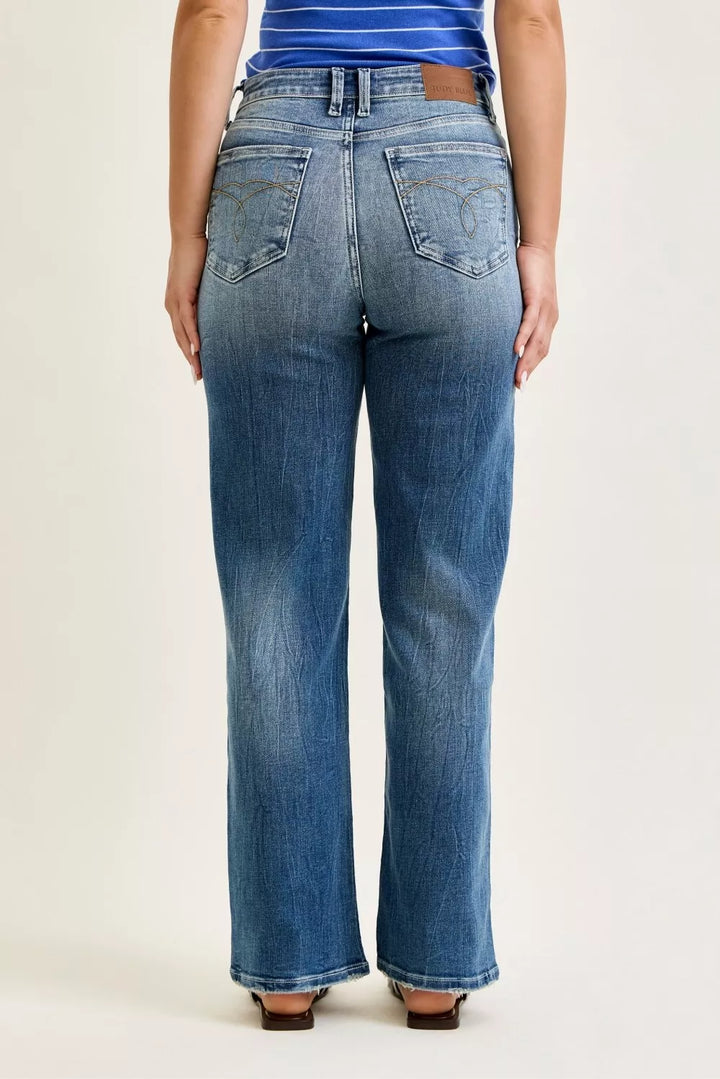 Mid-rise 90s straight leg stretch jeans