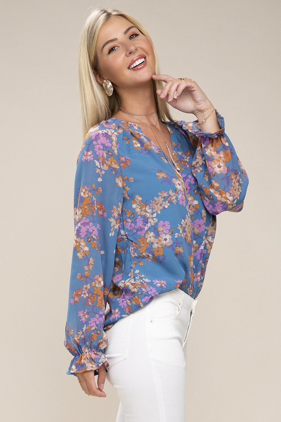 Floral chiffon blouse - Azoroh
