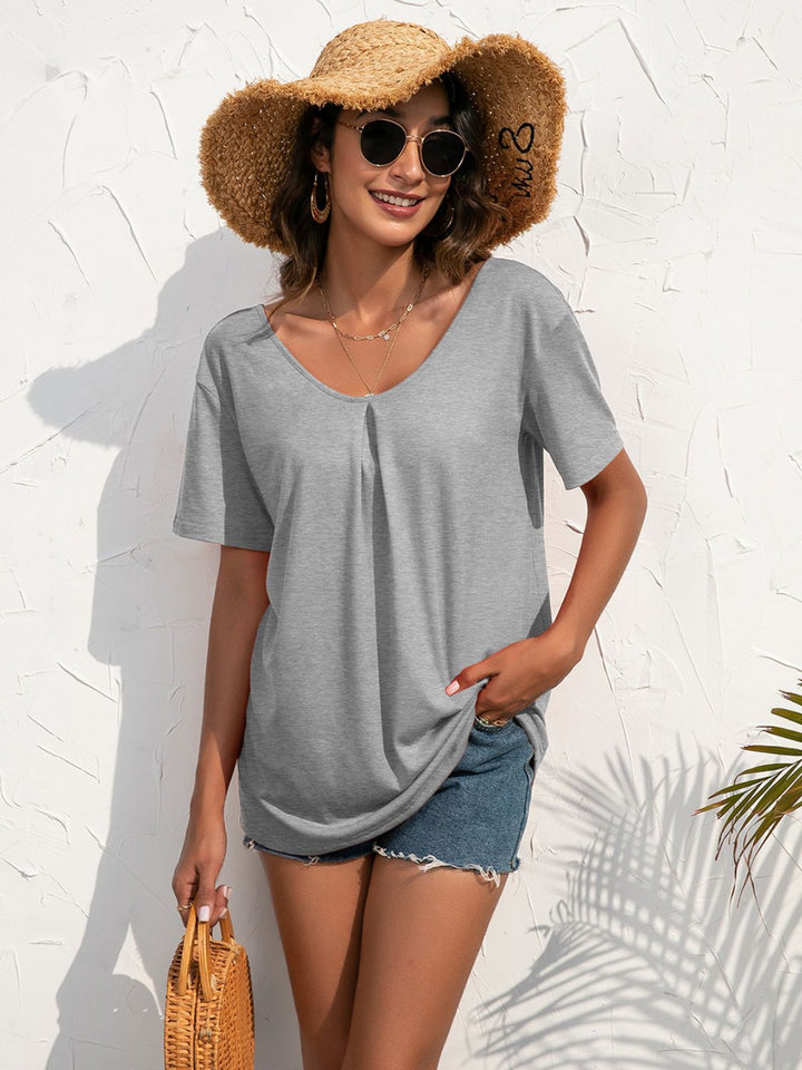 Floral crochet lace back short sleeve top