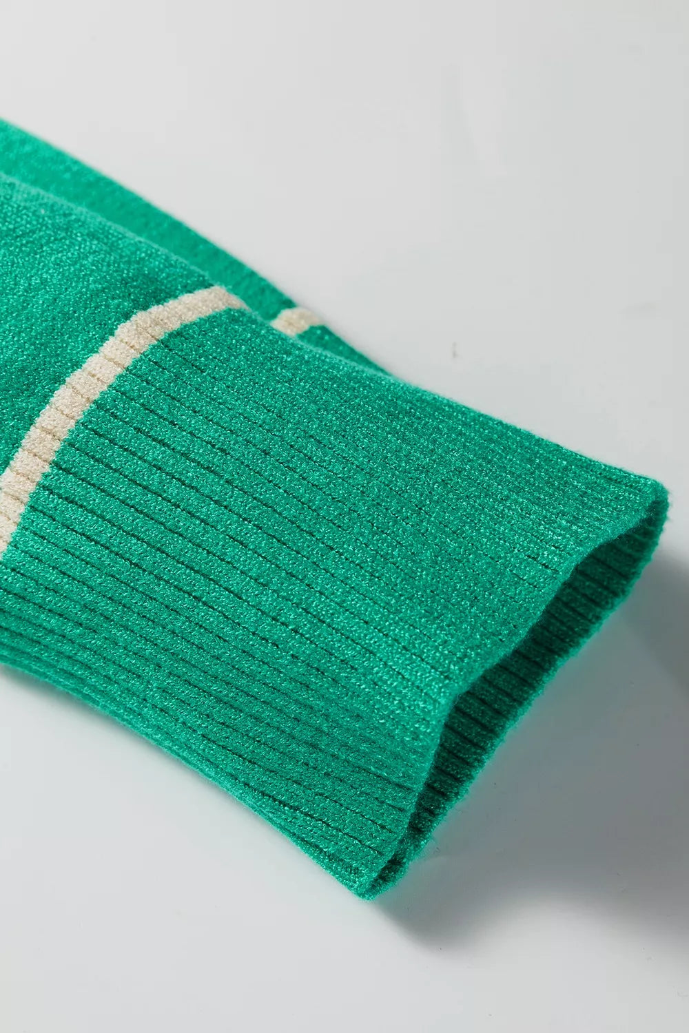 Contrast stripe drop shoulder oversized knit sweater