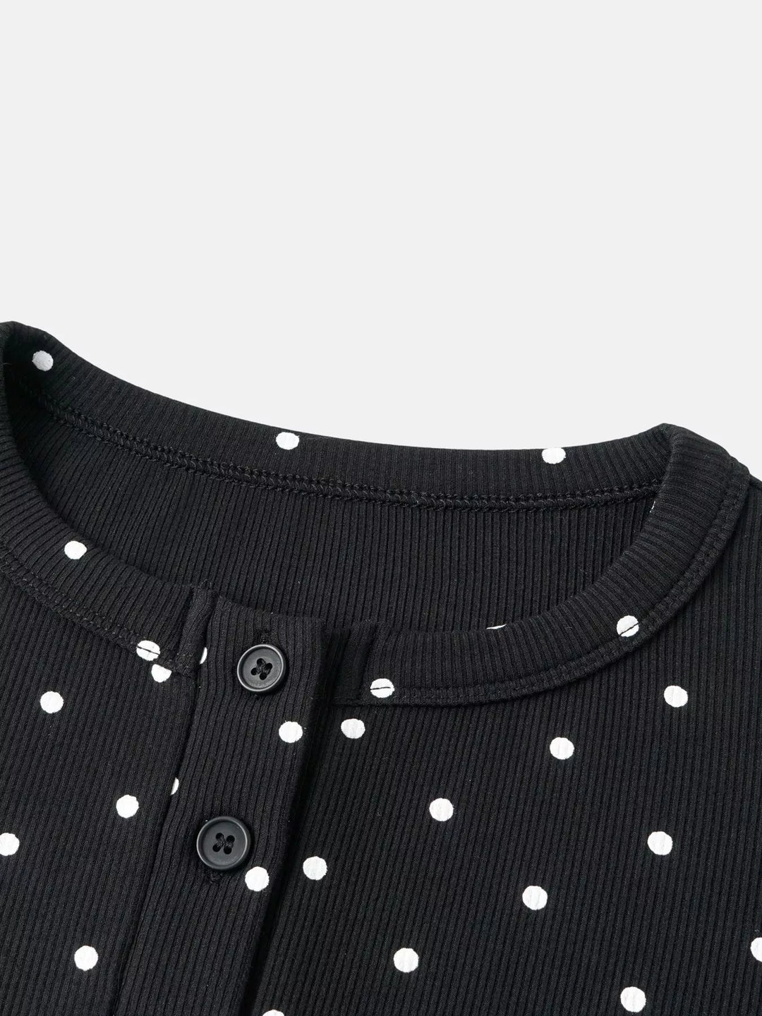 Polka dot ribbed knit button-down cardigan