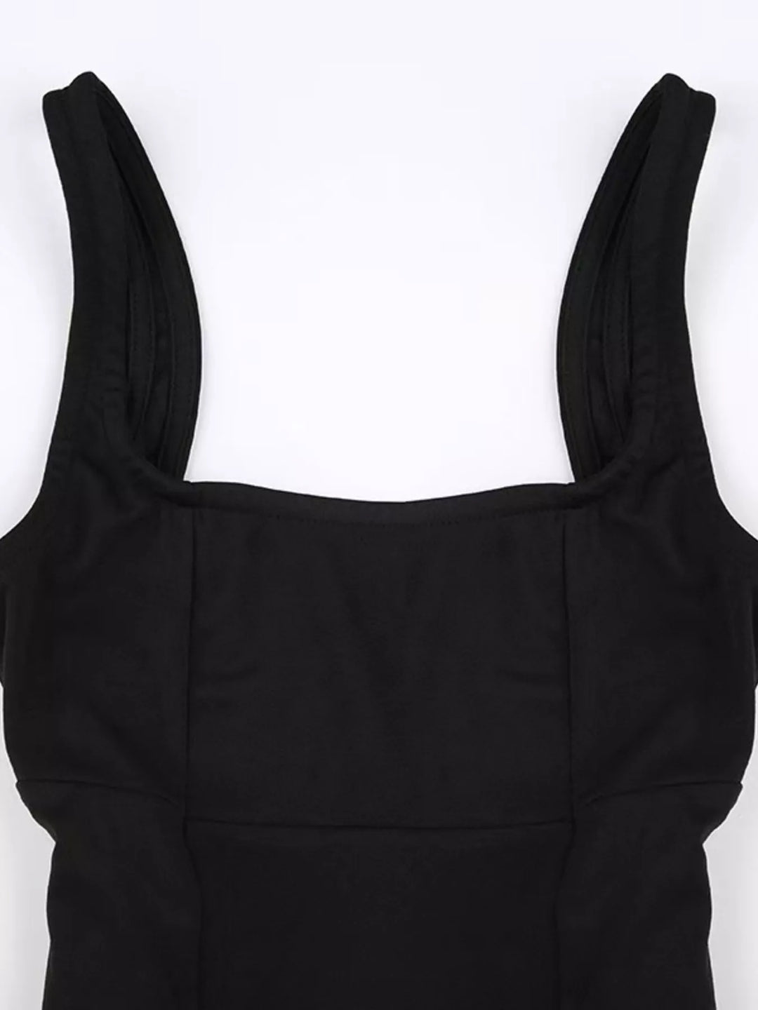 Backless square neck fit-and-flare mini dress
