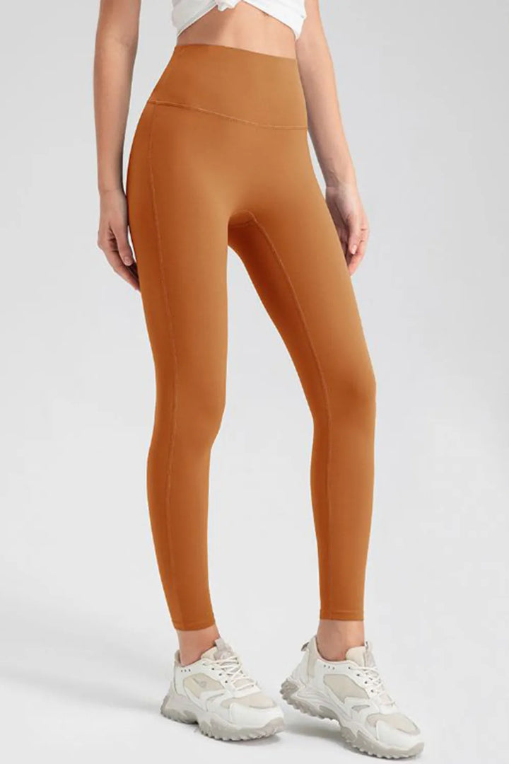 Caramel High-waisted skinny active leggings with wide waistband