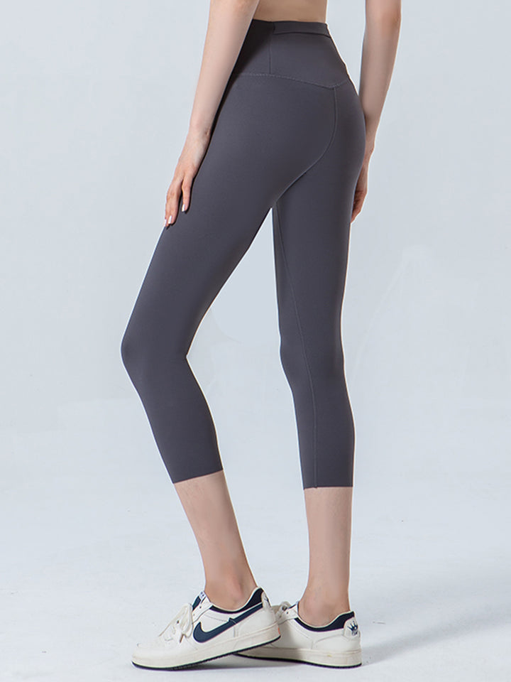 Wide waistband high-rise cropped workout leggings