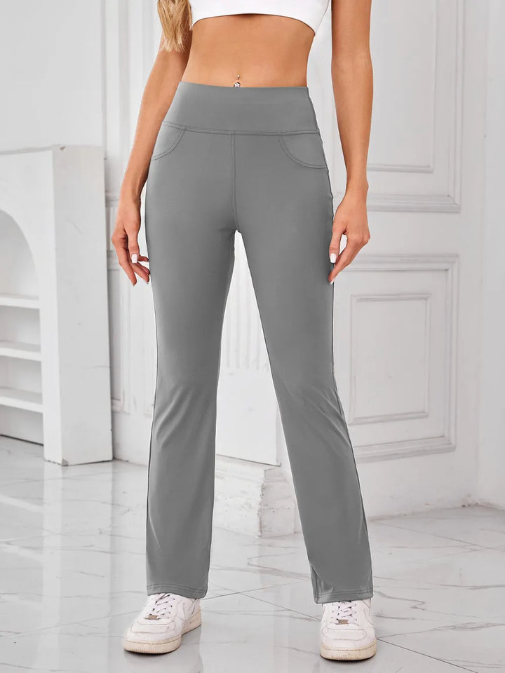 High-waist flare active pants with side pockets