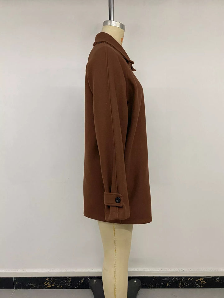 Single-breasted raglan sleeve wool-look jacket