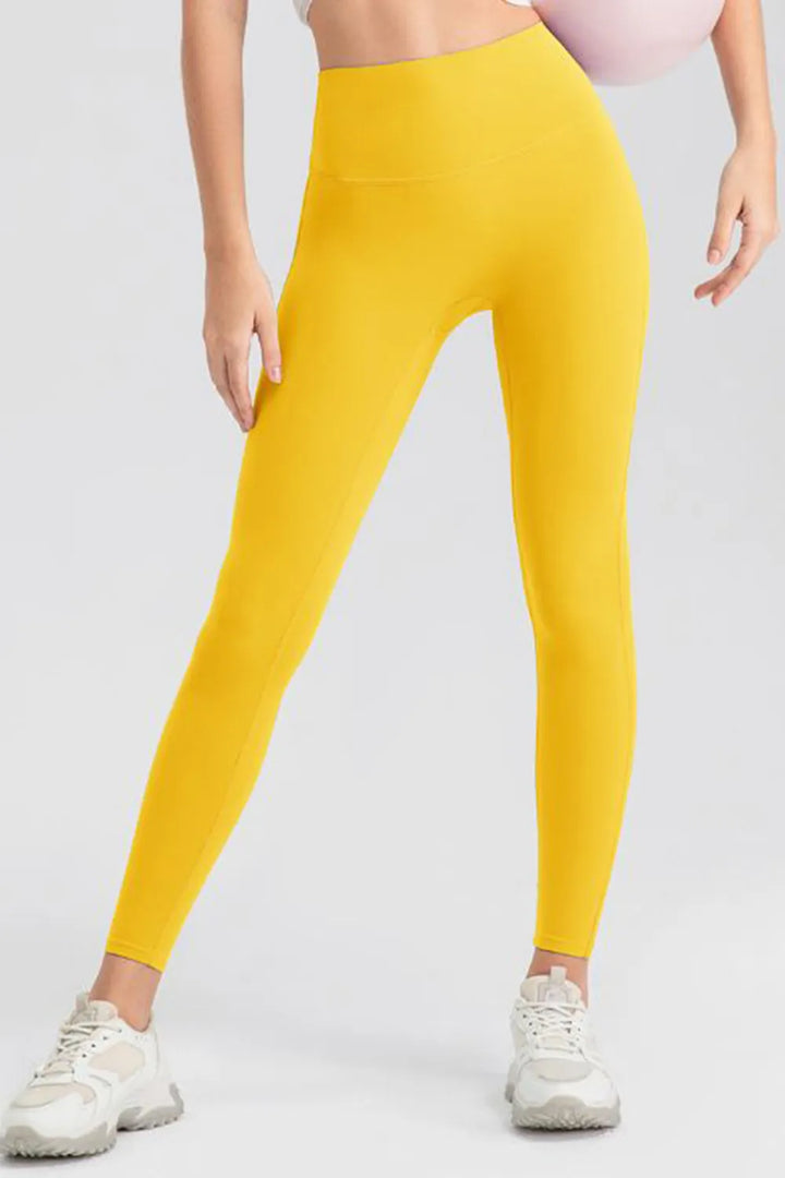 High-waisted skinny active leggings with wide waistband