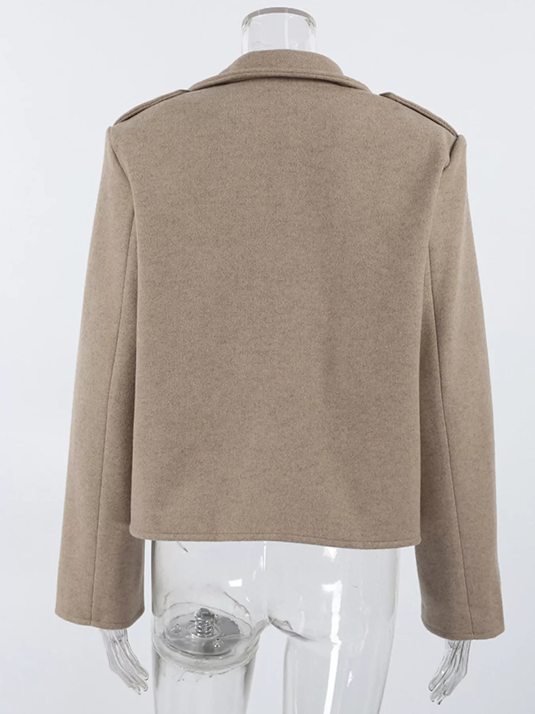 Notch lapel cropped jacket with epaulettes and flap pockets
