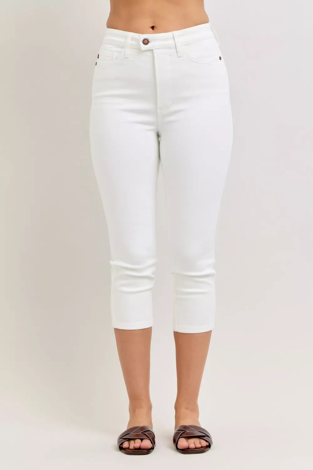 WHT High-rise slim capri jeans with spade back pockets