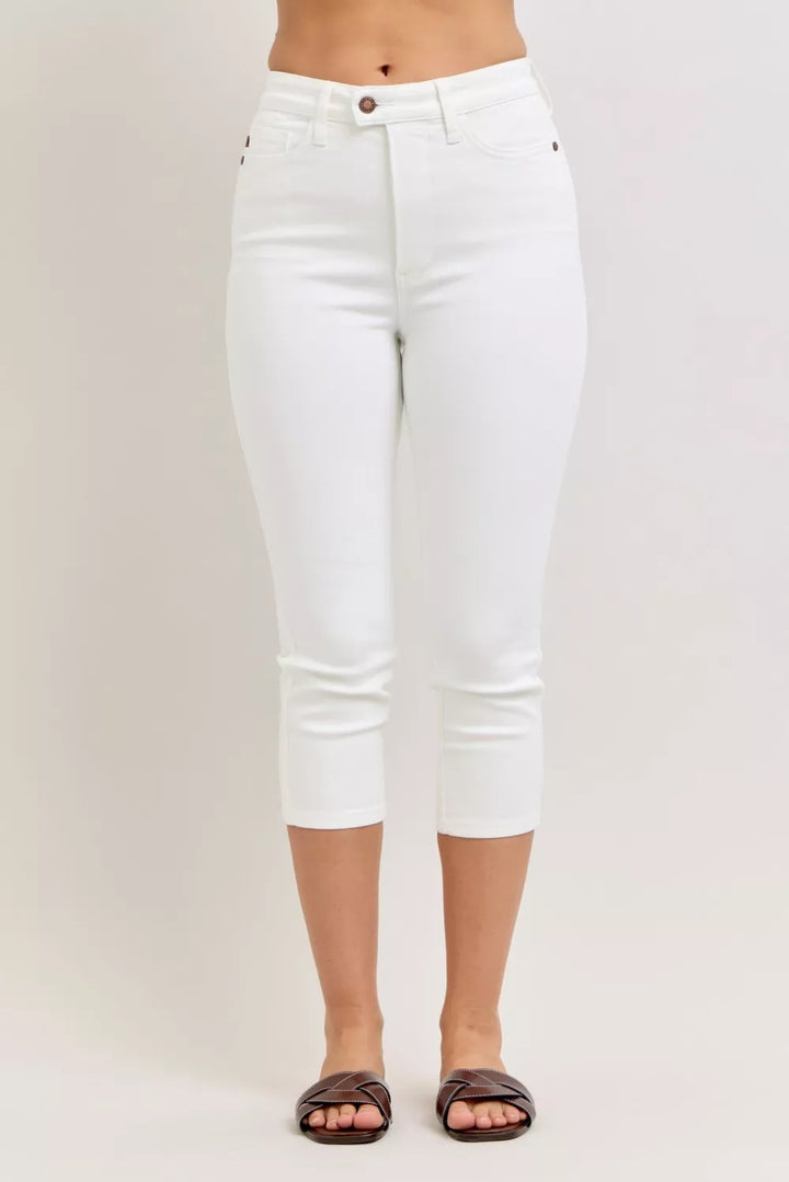 WHT High-rise slim capri jeans with spade back pockets