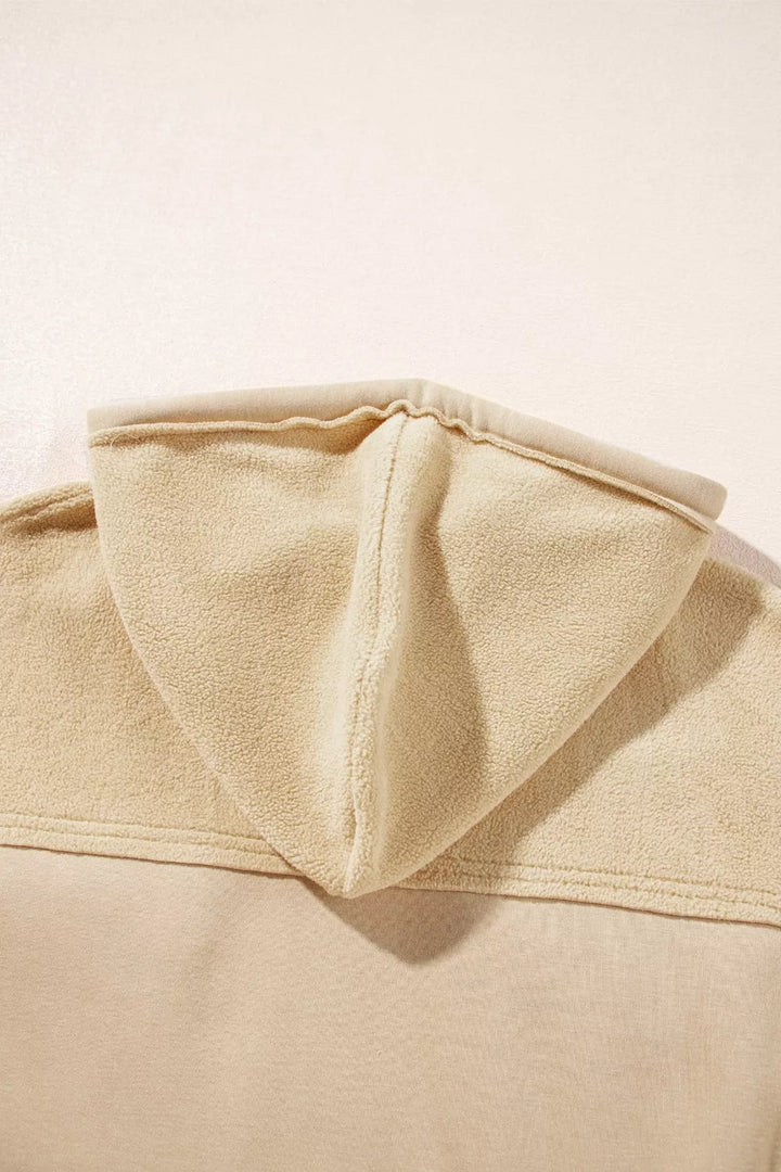Zip-up hooded fleece jacket with flap pockets