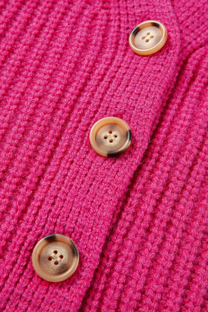 Chunky ribbed knit button-down cardigan
