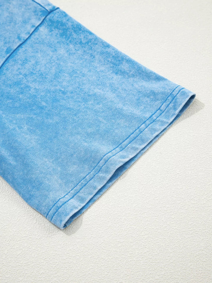 Mineral wash oversized drop-shoulder crew neck tee