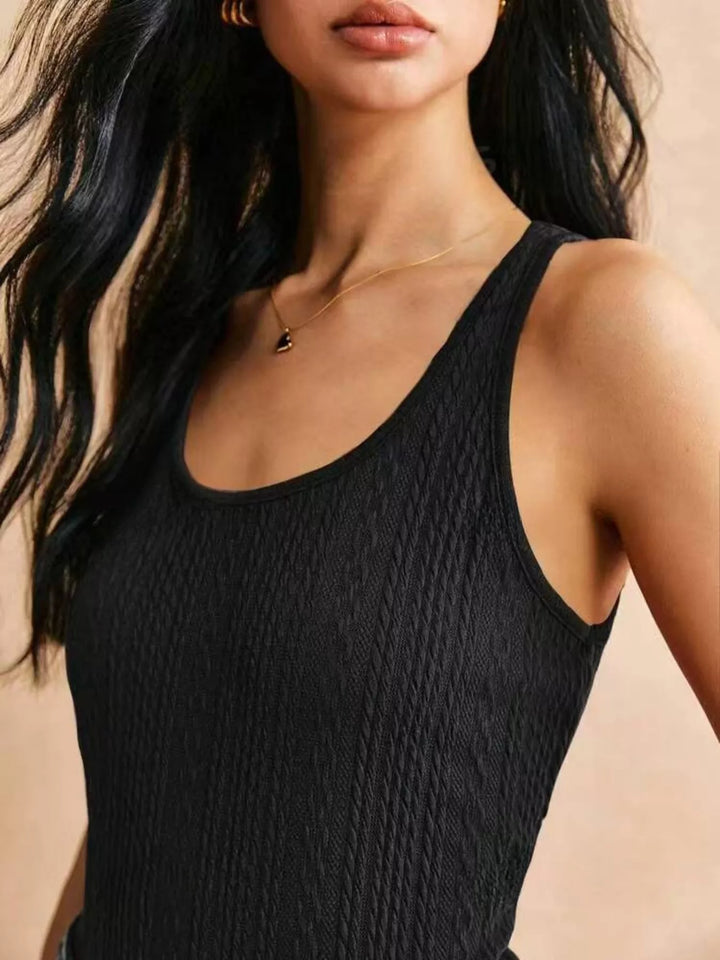 Cable knit scoop neck tank top