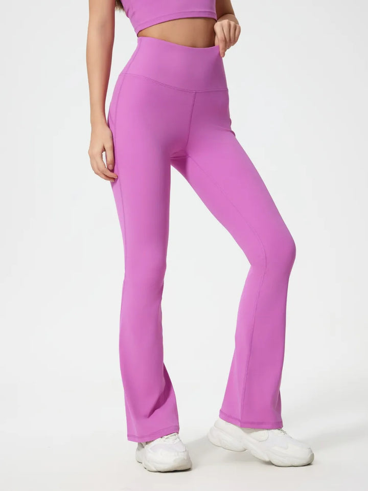 High-waist flare yoga leggings with wide waistband