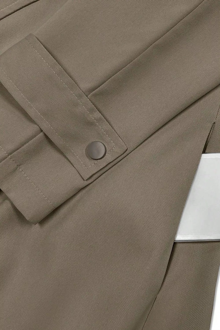 Wide lapel belted trench coat with epaulette tabs