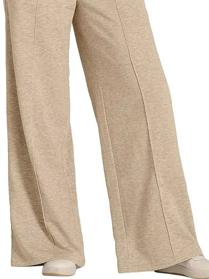 Wide-leg drawstring pants with elastic waist and pockets