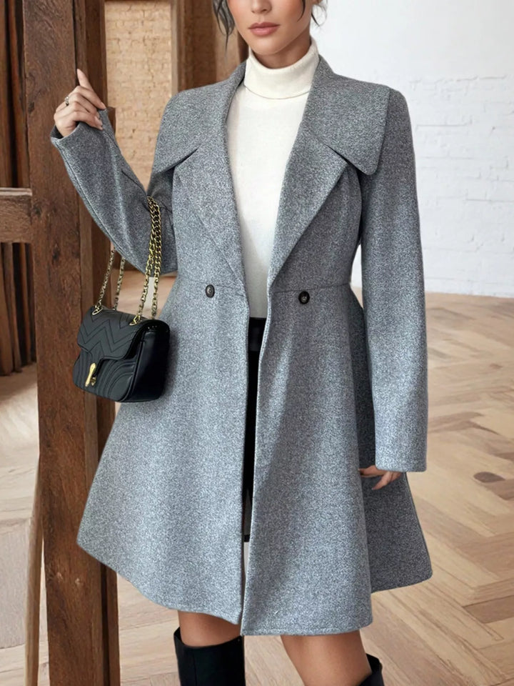 Double-breasted fit-and-flare coat with notch lapel