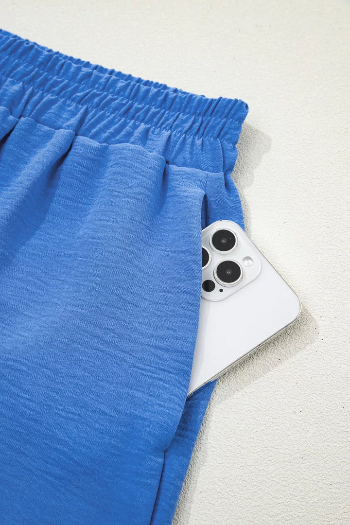 High-waist smocked flowy shorts with drawstring