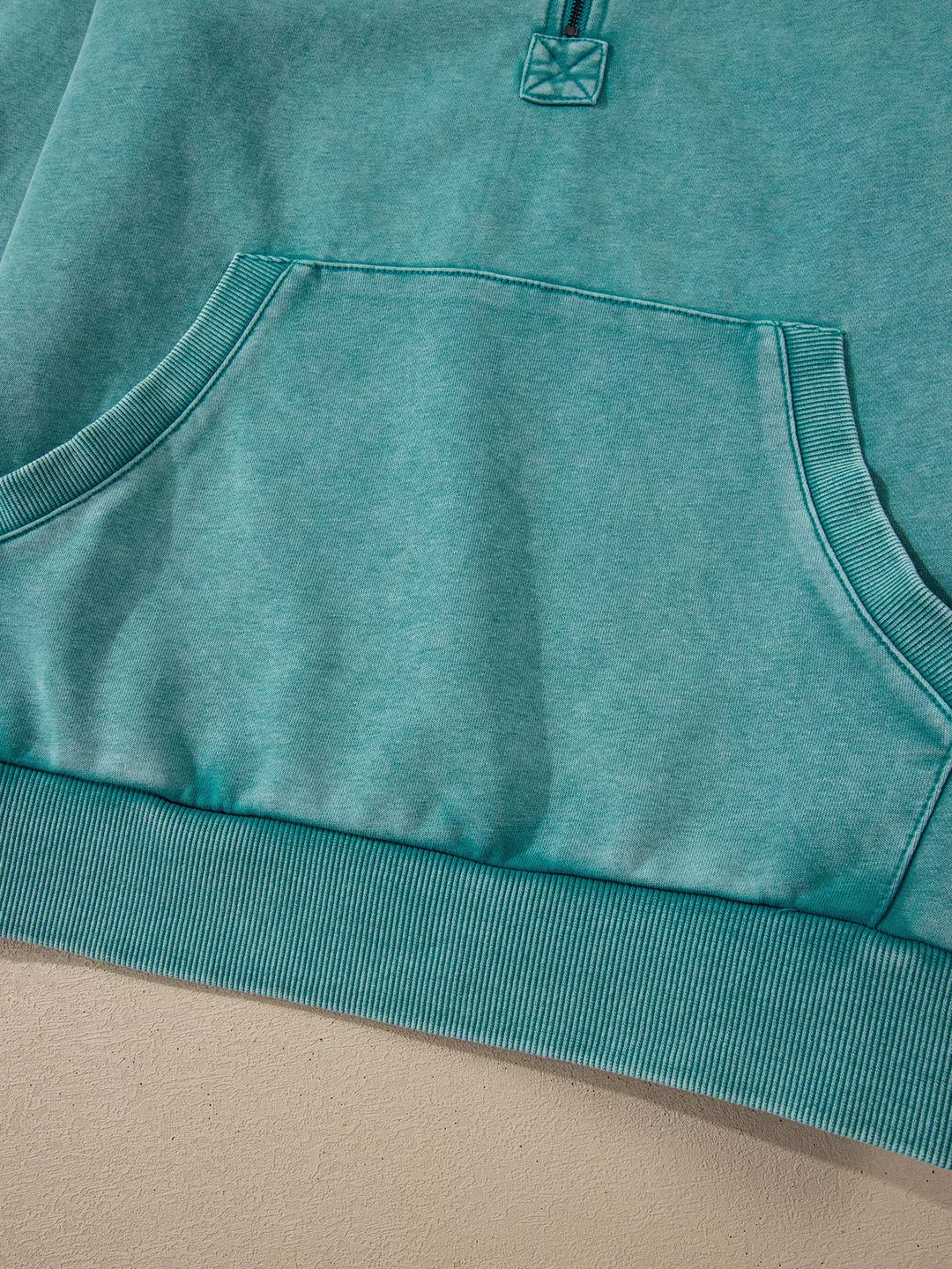 Mineral wash half-zip pullover with kangaroo pocket