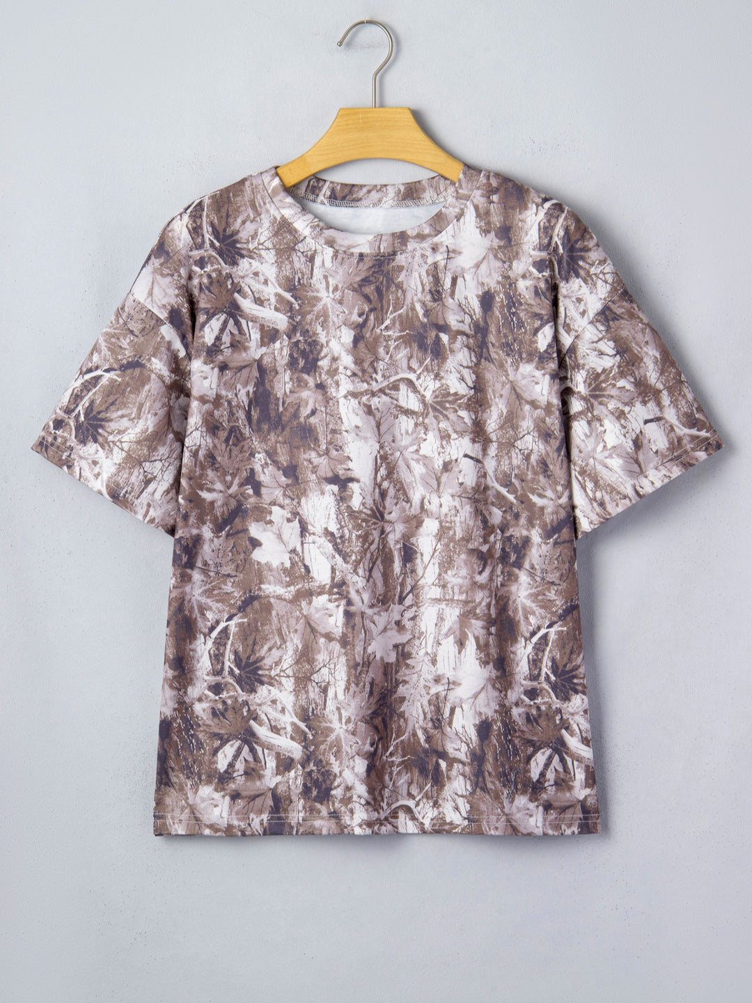 Woodland camouflage print drop shoulder tunic tee