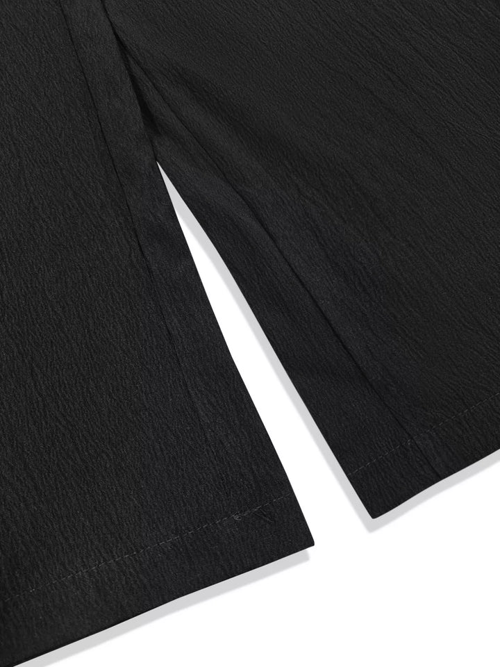 Plus-size high-waist smocked wide-leg pants