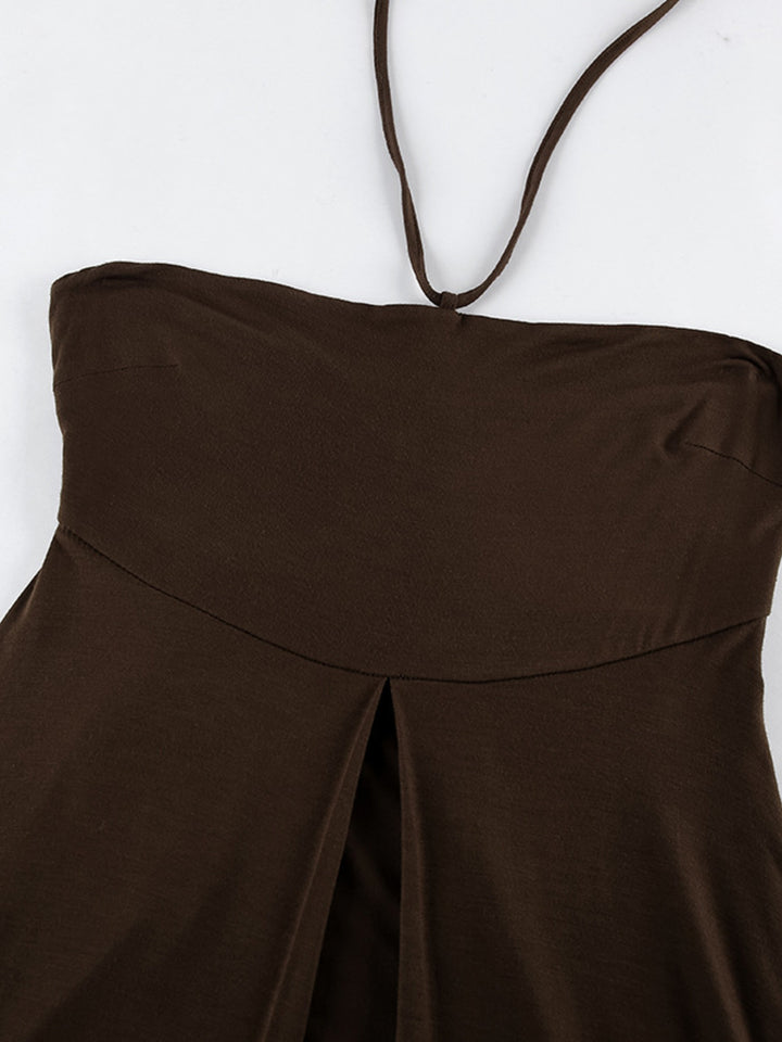Halter neck longline cami with high front slit